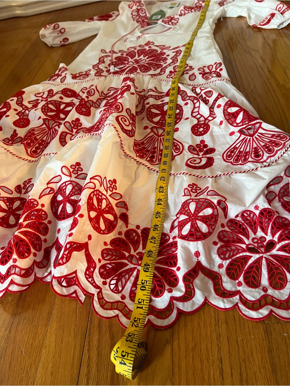 FARM Rio White Richelieu Red Embroidery Maxi Dress M - Picture 14 of 16
